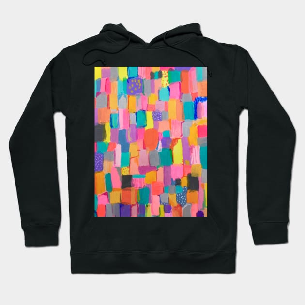 Rainbow patchwork abstract Hoodie by MyCraftyNell